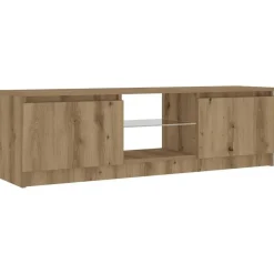 Tv Meubels-vidaXL - TV-meubel met LED en 2 deuren - Artisanaal eiken - 120x30x36 cm
