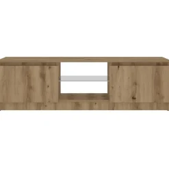 Tv Meubels-vidaXL - TV-meubel met LED en 2 deuren - Artisanaal eiken - 120x30x36 cm