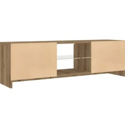 Tv Meubels-vidaXL - TV-meubel met LED en 2 deuren - Artisanaal eiken - 120x30x36 cm