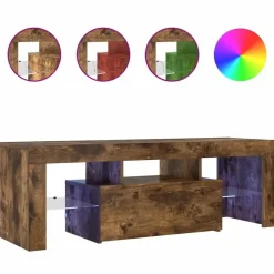 Tv Meubels-vidaXL - TV-meubel met LED-verlichting - Gerookt eiken - Hout - 120x35x40 cm