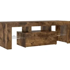 Tv Meubels-vidaXL - TV-meubel met LED-verlichting - Gerookt eiken - Hout - 120x35x40 cm