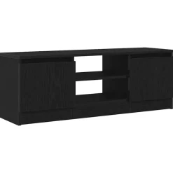 Tv Meubels-vidaXL - TV-meubel met legplank en 2 deuren - Zwart eiken - 102x30x36 cm
