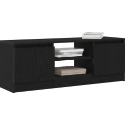 Tv Meubels-vidaXL - TV-meubel met legplank en 2 deuren - Zwart eiken - 102x30x36 cm