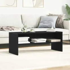 vidaXL - TV-meubel met legplank - Zwart eiken - Bewerkt hout - 100x40x40 cm