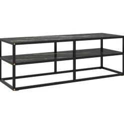 Tv Meubels-vidaXL - Tv-meubel met zwart marmerglas - Zwart - Glas - 120 x 40 x 40 cm