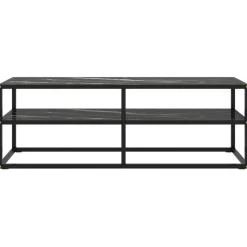 Tv Meubels-vidaXL - Tv-meubel met zwart marmerglas - Zwart - Glas - 120 x 40 x 40 cm
