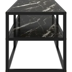 Tv Meubels-vidaXL - Tv-meubel met zwart marmerglas - Zwart - Glas - 120 x 40 x 40 cm