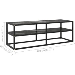 Tv Meubels-vidaXL - Tv-meubel met zwart marmerglas - Zwart - Glas - 120 x 40 x 40 cm