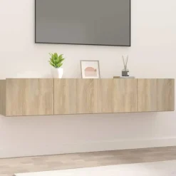 vidaXL - TV-meubels 2 st 4 deuren - Sonoma eikenk - Bewerkt hout - 80x30x30 cm
