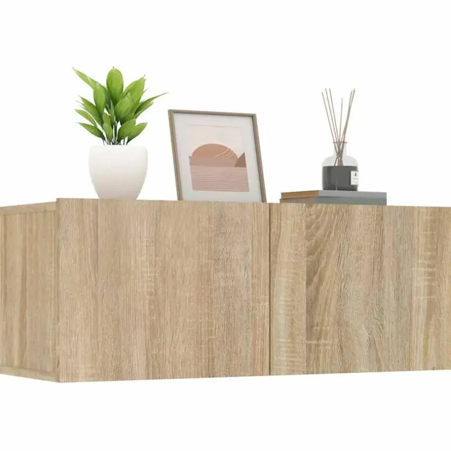 vidaXL - TV-meubels 2 st 4 deuren - Sonoma eikenk - Bewerkt hout - 80x30x30 cm