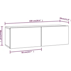 Tv Meubels-vidaXL - Tv-wandmeubel - Bruin eikenkleur - Bewerkt hout - 100 x 30 x 30 cm