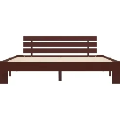 Twijfelaars-vidaXL - Tweepersoonbed - Donkerbruin - Massief grenenhout - 180x200 cm