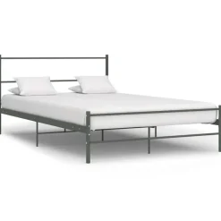 2-Persoons Bedden-vidaXL - Tweepersoonbed - Grijs - Metaal - 160x200 cm