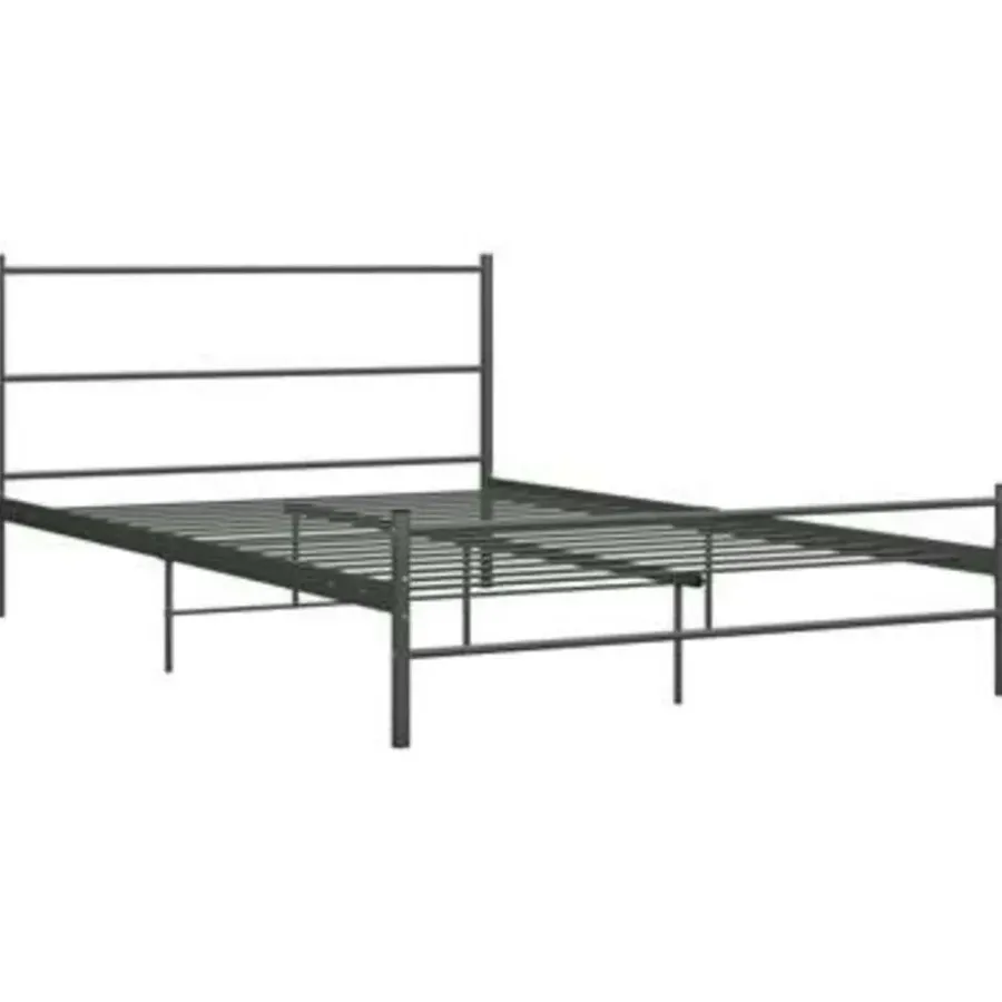 2-Persoons Bedden-vidaXL - Tweepersoonbed - Grijs - Metaal - 160x200 cm
