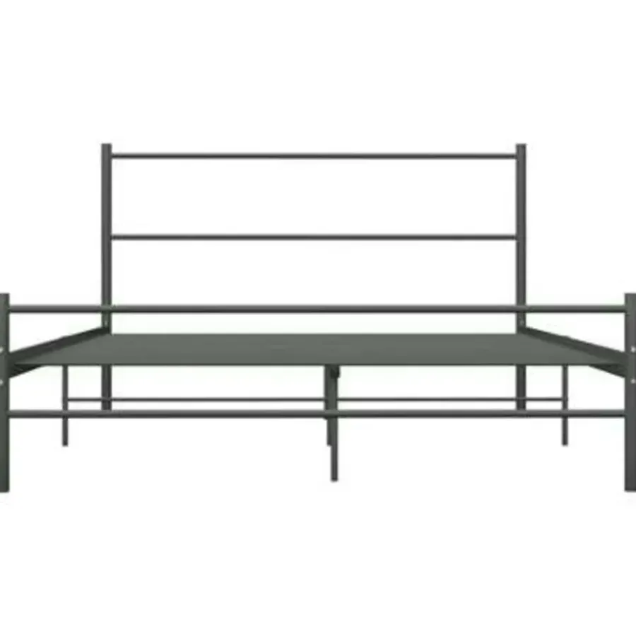 2-Persoons Bedden-vidaXL - Tweepersoonbed - Grijs - Metaal - 160x200 cm