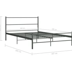 2-Persoons Bedden-vidaXL - Tweepersoonbed - Grijs - Metaal - 160x200 cm