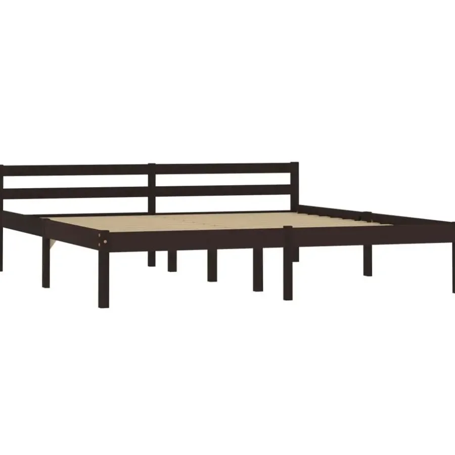 Twijfelaars-vidaXL - Tweepersoonbed met hoodfbord - Donkerbruin - Hout - 160x200 cm