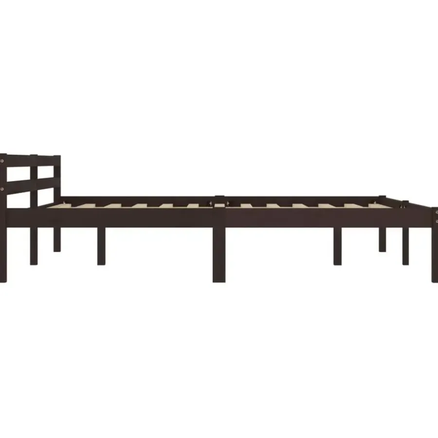 Twijfelaars-vidaXL - Tweepersoonbed met hoodfbord - Donkerbruin - Hout - 160x200 cm