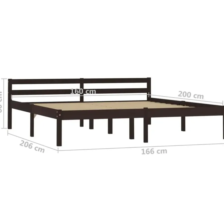 Twijfelaars-vidaXL - Tweepersoonbed met hoodfbord - Donkerbruin - Hout - 160x200 cm