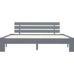vidaXL - Tweepersoonbed met hoofdbord - Grijs - Massief grenenhout - 160x200 cm