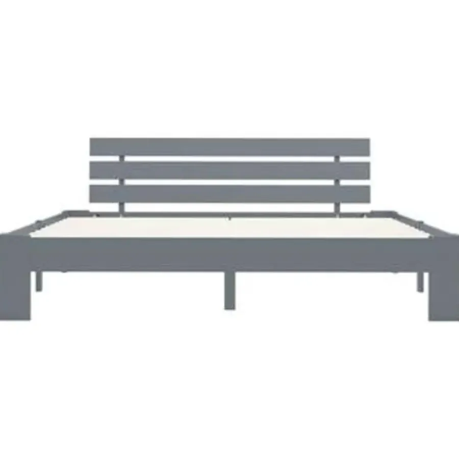 vidaXL - Tweepersoonbed met hoofdbord - Grijs - Massief grenenhout - 160x200 cm