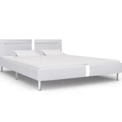 Twijfelaars-vidaXL - Tweepersoonbed met LED - Wit - Kunstleer - 180x200 cm