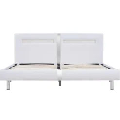 Twijfelaars-vidaXL - Tweepersoonbed met LED - Wit - Kunstleer - 180x200 cm