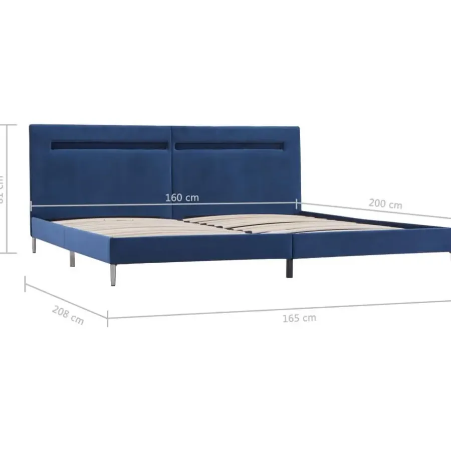 vidaXL - Tweepersoonbed met LED - Blauw - Stof - 160x200 cm