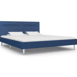 vidaXL - Tweepersoonbed met LED - Blauw - Stof - 160x200 cm