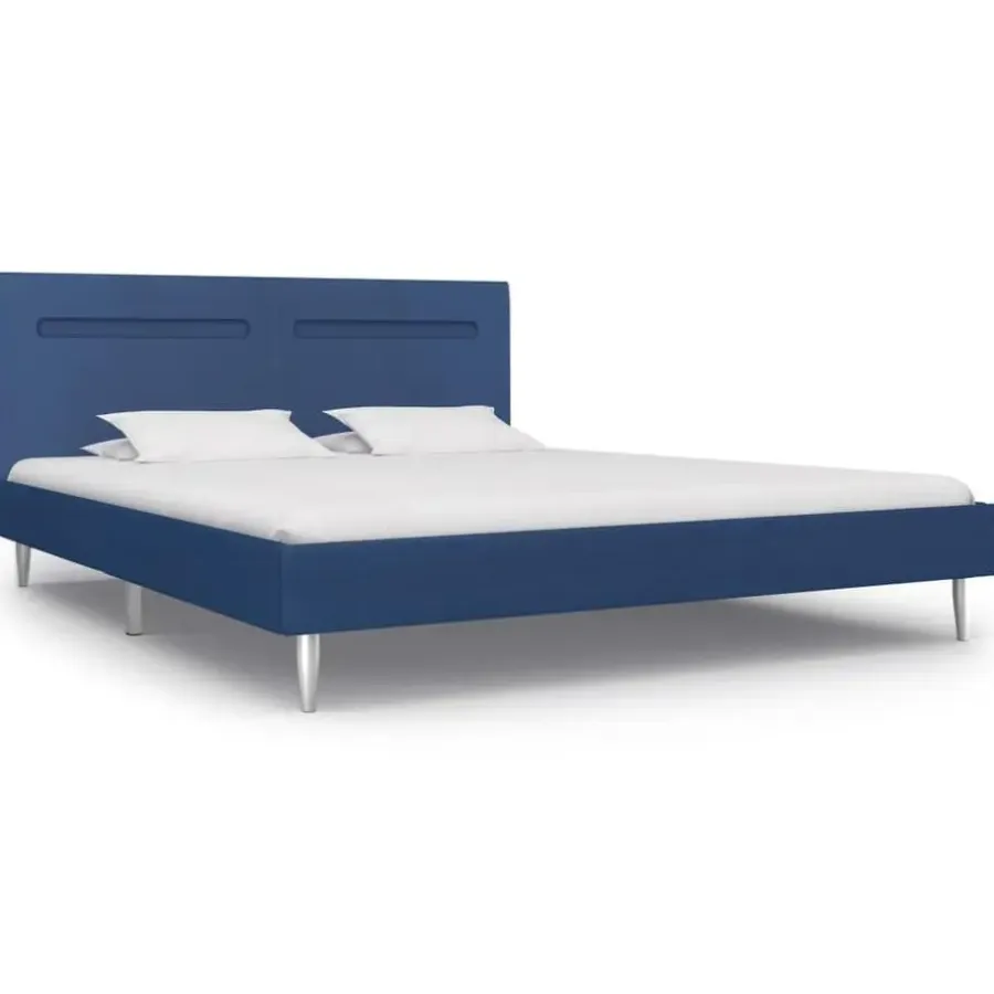 vidaXL - Tweepersoonbed met LED - Blauw - Stof - 160x200 cm