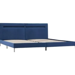 vidaXL - Tweepersoonbed met LED - Blauw - Stof - 160x200 cm