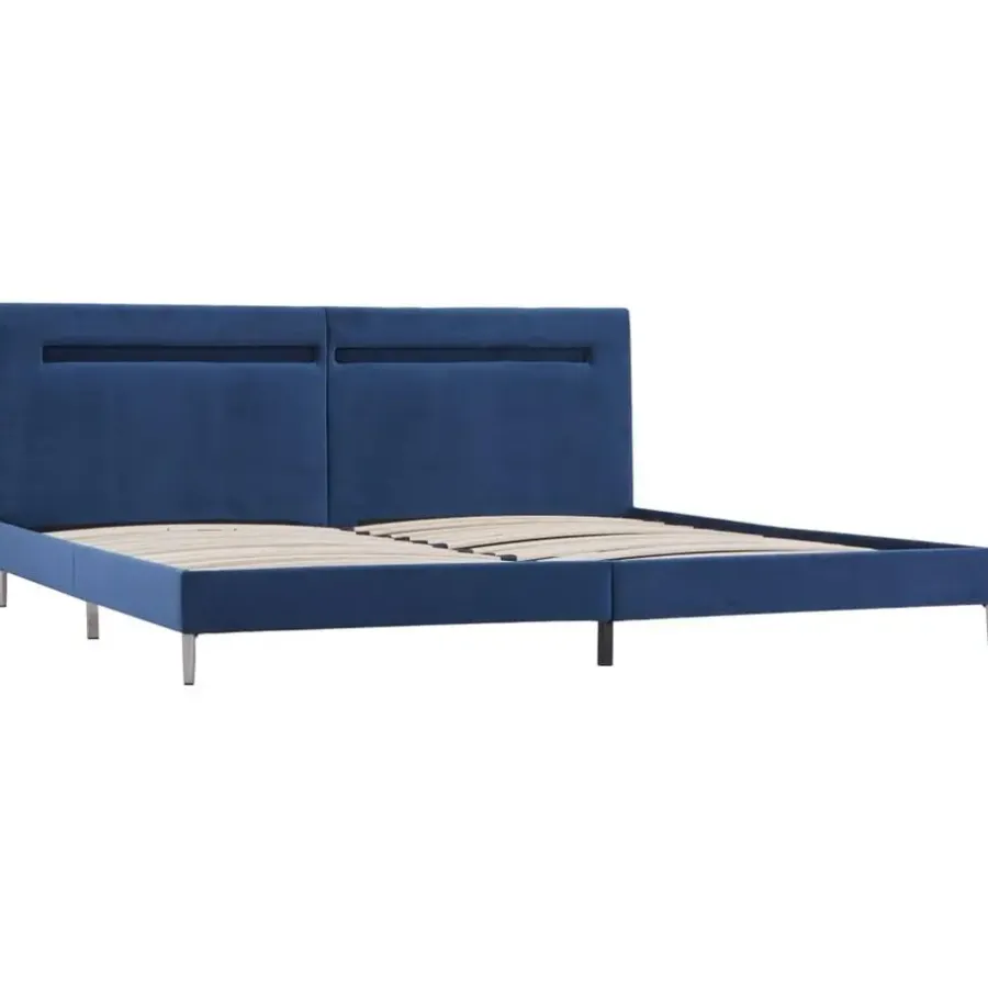 vidaXL - Tweepersoonbed met LED - Blauw - Stof - 160x200 cm