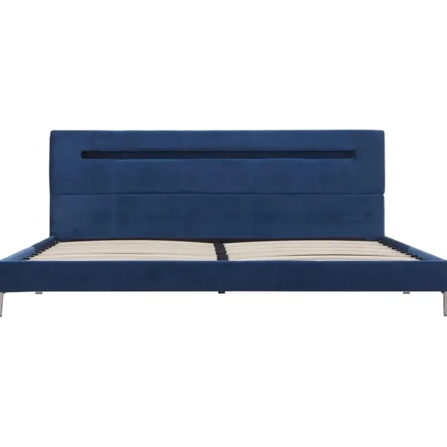 vidaXL - Tweepersoonbed met LED - Blauw - Stof - 160x200 cm