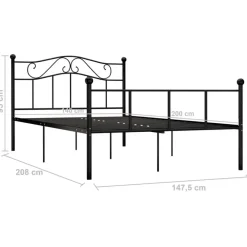 Twijfelaars-vidaXL - Tweepersoonbed -Zwart - Metaal - 140x200 cm