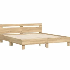 2-Persoons Bedden-vidaXL - Tweepersoonsbed met hoofdbord - Sonoma eikenkleurig - 160x200 cm