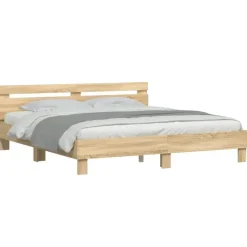 2-Persoons Bedden-vidaXL - Tweepersoonsbed met hoofdbord - Sonoma eikenkleurig - 160x200 cm