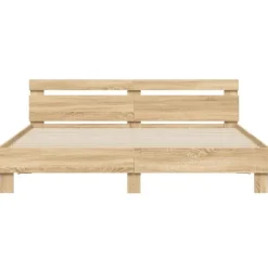 2-Persoons Bedden-vidaXL - Tweepersoonsbed met hoofdbord - Sonoma eikenkleurig - 160x200 cm