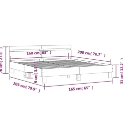 2-Persoons Bedden-vidaXL - Tweepersoonsbed met hoofdbord - Sonoma eikenkleurig - 160x200 cm