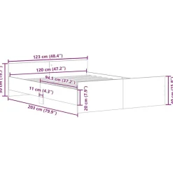 vidaXL - Tweepersoonsbed met hoofd- en voeteneinde - Wit - Hout - 120x200 cm