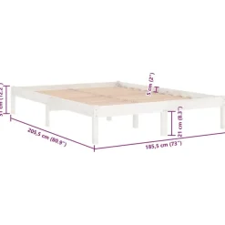 vidaXL - Tweepersoonsbed met latten en poten - Wit - Massief hout - 180x200 cm
