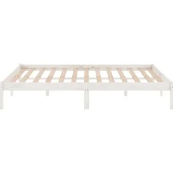 vidaXL - Tweepersoonsbed met latten en poten - Wit - Massief hout - 180x200 cm