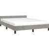 2-Persoons Bedden-vidaXL - Tweepersoonsbed met hoofdeinde - Lichtgrijs - Fluweel - 140x190 cm