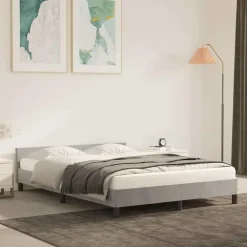 2-Persoons Bedden-vidaXL - Tweepersoonsbed met hoofdeinde - Lichtgrijs - Fluweel - 140x190 cm