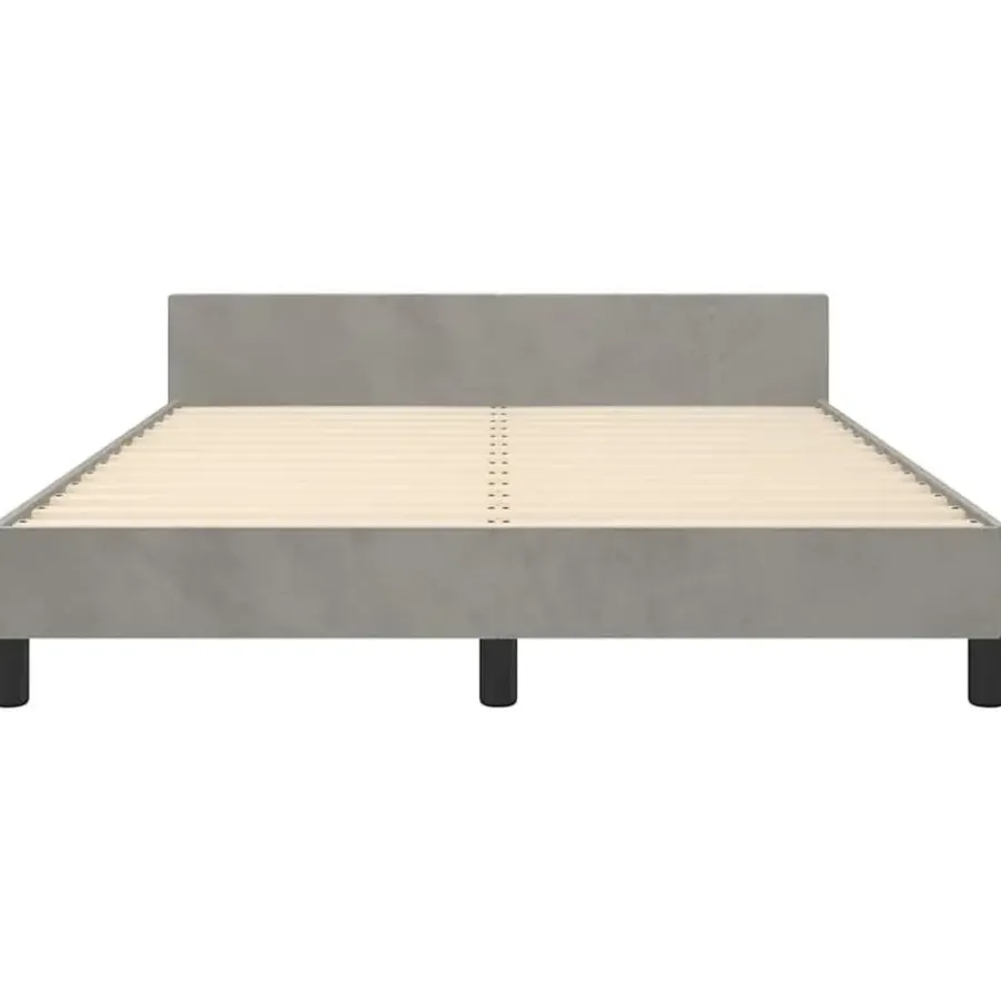 2-Persoons Bedden-vidaXL - Tweepersoonsbed met hoofdeinde - Lichtgrijs - Fluweel - 140x190 cm
