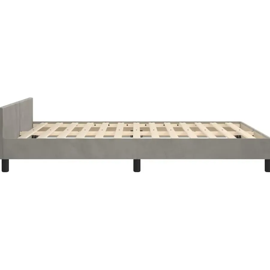 2-Persoons Bedden-vidaXL - Tweepersoonsbed met hoofdeinde - Lichtgrijs - Fluweel - 140x190 cm