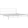 Twijfelaars-vidaXL - Tweepersoonsbed met hoofdbord - Wit - Metaal - 160x200 cm