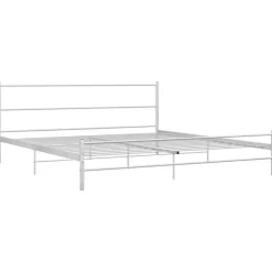 Twijfelaars-vidaXL - Tweepersoonsbed met hoofdbord - Wit - Metaal - 160x200 cm