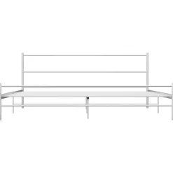 Twijfelaars-vidaXL - Tweepersoonsbed met hoofdbord - Wit - Metaal - 160x200 cm