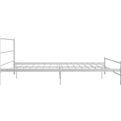Twijfelaars-vidaXL - Tweepersoonsbed met hoofdbord - Wit - Metaal - 160x200 cm