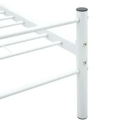 Twijfelaars-vidaXL - Tweepersoonsbed met hoofdbord - Wit - Metaal - 160x200 cm